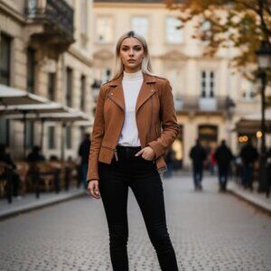 SUEDE TAN JACKET SIZE S